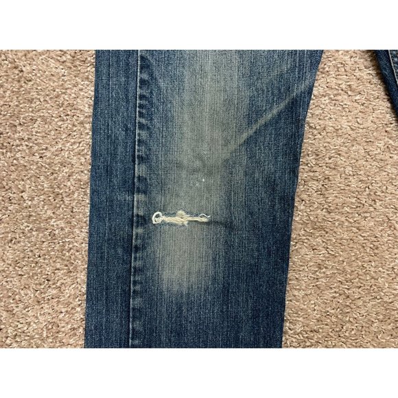 Levis 505 Regular Fit Blue Distressed 33x32 Men’s Jeans Ripped - Picture 6 of 14